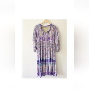 Spell & The Gypsy Lilac Poinciana Boho Dreamy Gypsy Floral Silver Midi Dress XS